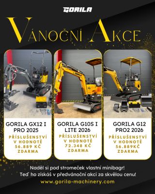 🎄 Předvánoční akce u Gorila Machinery jsou tady! 🎁 Hledáte ten nejlepší dárek pod stromeček… nebo spíš na stavbu? Teď je...